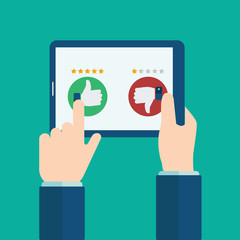 Rating on customer service illustration. Website rating feedback and review concept.