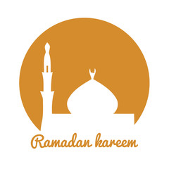 Ramadan Kareem mosque greeting background.