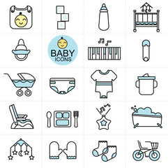 Vector baby used icon set design