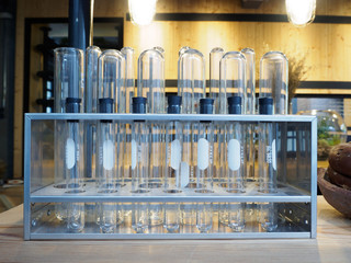 Test tube on a wooden table