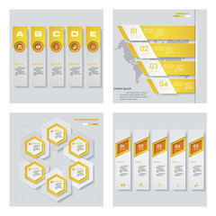 Collection of 4 yellow color template/graphic or website layout. Vector Background. For your idea and presentation.