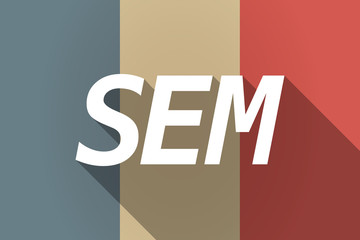 Vector long shadow France flag with    the text SEM