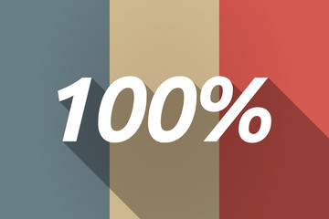 Vector long shadow France flag with    the text 100%
