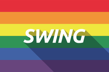 Vector long shadow Gay Pride flag with    the text SWING