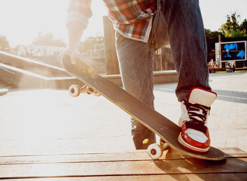 Young man riding a skateboard