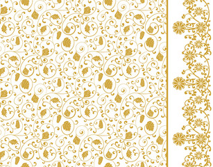 Set Hand drawn Seamless pattern and border chinese ornaments