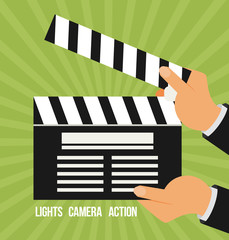 Fototapeta premium Cinema vector. Lights, camera, action flat vector