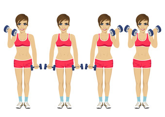 Young woman doing dumbbell exercises. Active lifestyle