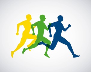silhouette athletes running isolated icon design