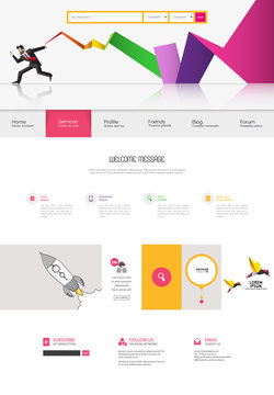 Colorful website template in editable vector format.

