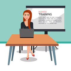 Business woman training process isolated icon design, vector illustration  graphic 