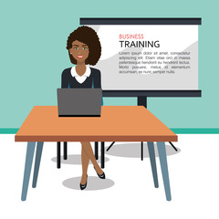 Business woman training process isolated icon design, vector illustration  graphic 