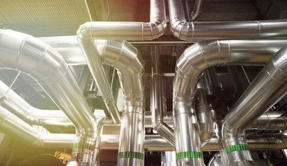 Industrial zone, Steel pipelines, valves and ladders