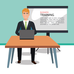 Businessman training process isolated icon design, vector illustration  graphic 