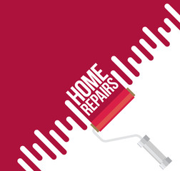 home repairs with roller. Vector flat.