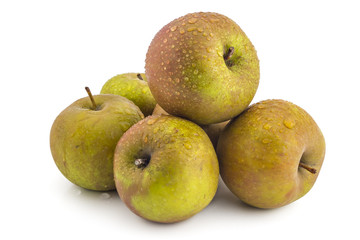 Bunch of raw organic domestic Serbian kožara apples isolated on white background