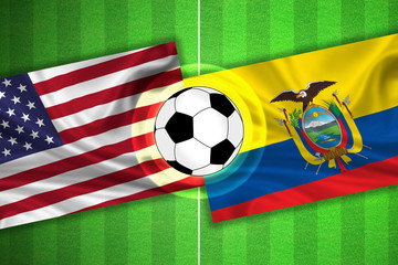 Naklejka premium USA / America - Ecuador - Soccer field with ball