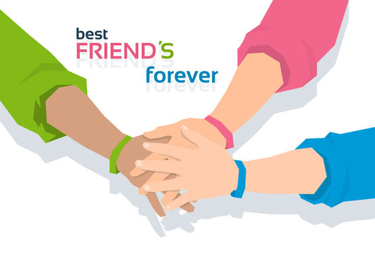 Hand Holding Together Best Friends Forever Friendship Day Banner
