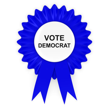 Vote Democrat US Elections Blue Rosette 3D Illustration