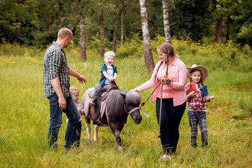 Family walks with ponies.