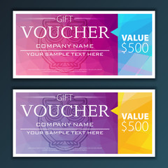 Gift voucher template with modern flat pattern and owl.