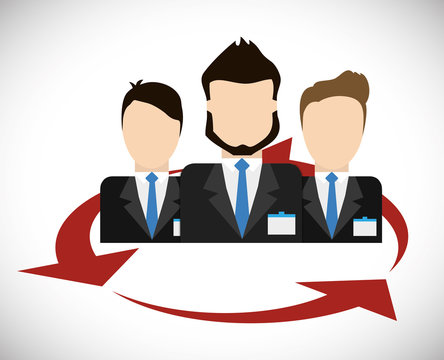 Business represented by businesspeople avatar with arrows  icon. flat and isolated illustration