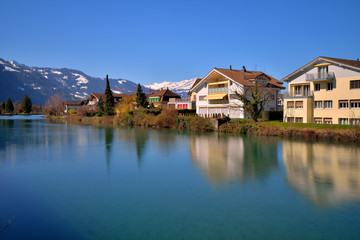 Fototapeta na wymiar Switzerland Landscape : Aare river of Interlaken
