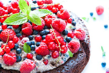Chocolate cake with fresh berries