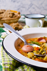 Homemade soup with beans