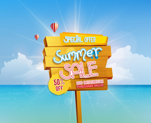 summer sale template, vector illustration

