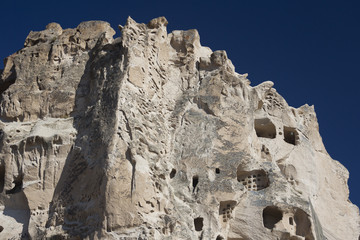 Uçhisar Castle in close-up.