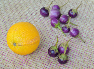 orange and violet eggplant