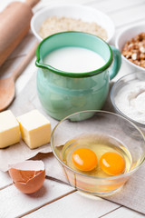 Baking and cooking concept, variety of ingredients and utensils