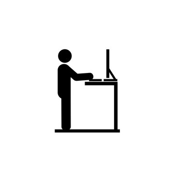 Man Working at Standing Desk Icon