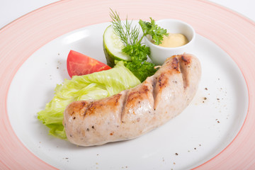 Grilled sausage with vegetables