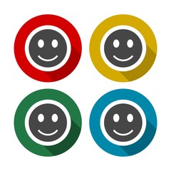 Vector Smile Icons set with long shadow