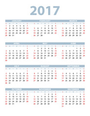 Calendar 2017 template vector illustration.