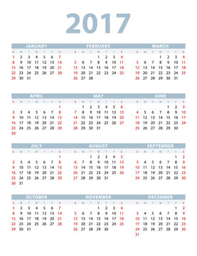 Calendar 2017 template vector illustration.