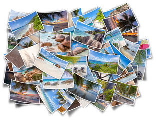 Fototapeta na wymiar photos souvenirs des Seychelles 