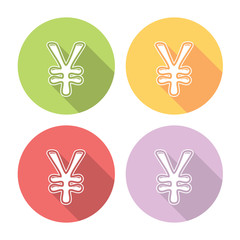 Yen Money Sign Flat Icons Set
