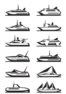 Passenger ships and yachts - vector illustration