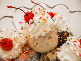 Ice cream scoops with cherry