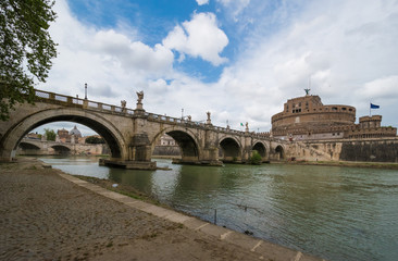 Fototapeta premium Rome, the capital of Italy. In this picture: Lungotevere and Castel Sant'Angelo