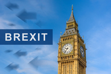 Fototapeta na wymiar brexit or british exit with Big Ben, London, UK