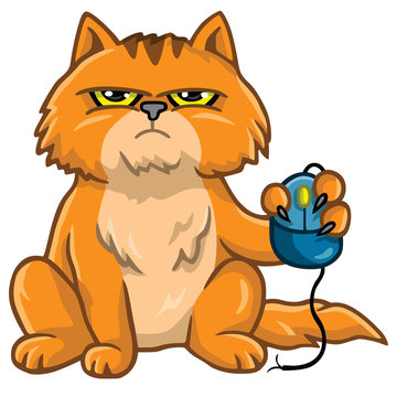 Angry cat cartoon cute grumpy Royalty Free Vector Image