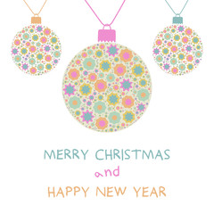 Christmas decoration ball. Merry Christmas and Happy New Year. Vector illustration