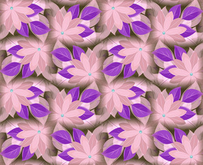 Obraz na płótnie Canvas Seamless vintage pattern, decorative flowers, violet and cream