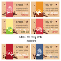 Business card sweet and fruity vector eco-design. Packaging and decoration of the cafe and bakery.