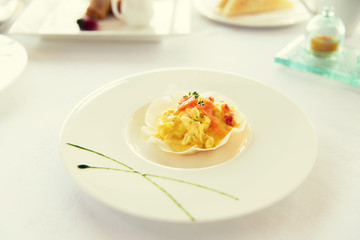 close up of restaurant dish on table