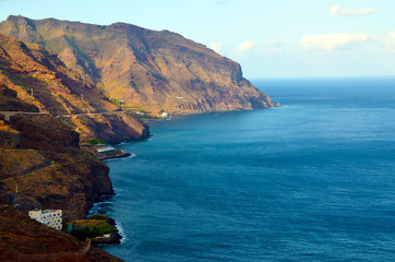 Aerial view on coastline near Santa Cruz de Tenerife in Punta de los Organos, San Andres, Tenerife,Canary Islands,Spain.